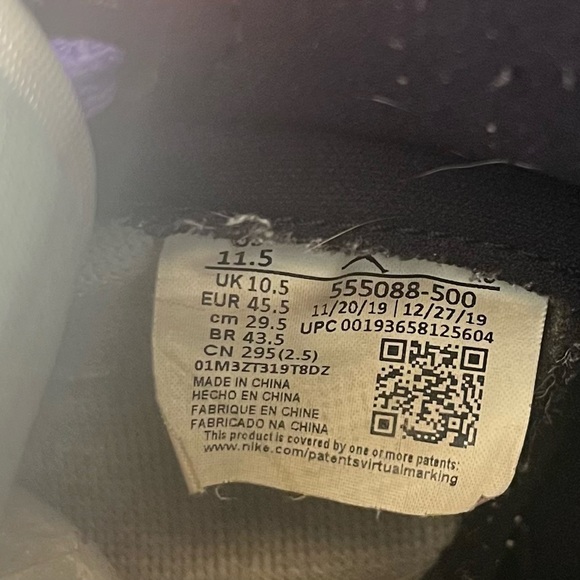 Nike Retro Court Purple Air Jordan 1 High Top Basketball Shoes - Picture 6 of 10